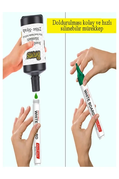 Siyah Yazı Tahta Kalem Mürekkebi 100ml 1 Adet Brons Tahta Kalemi Mürekkebi Kolay Silinebilir 100gr Okul Sınıf Öğrenci - 2