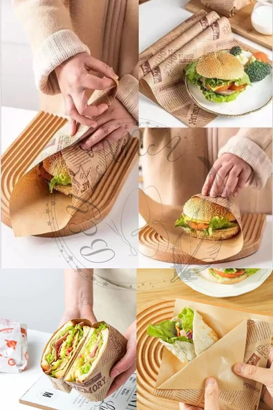 Vintage Gazete Desenli Sunum Kağıdı 50 Adet ürün görseli