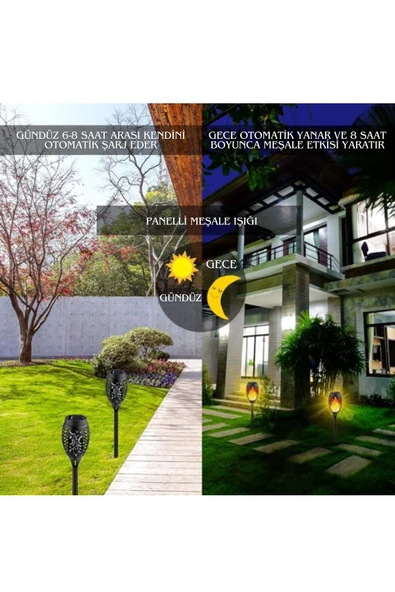 Solar Alev Efektli Bahçe Lambası - Resim 3