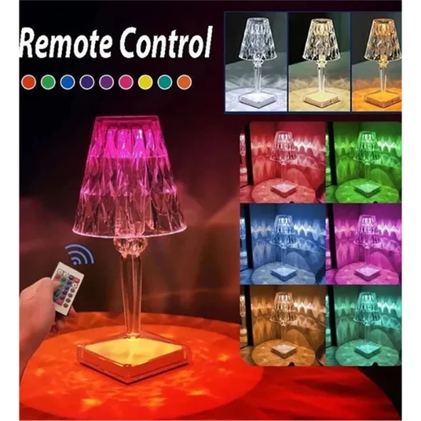 Kristal Abajur LED Kumandalı Ve Dokunmatik Masa Lambası - Resim 4