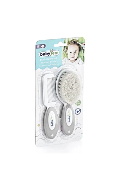 Doğal Kıl Fırça Tarak Seti 519 Gri - Resim 3