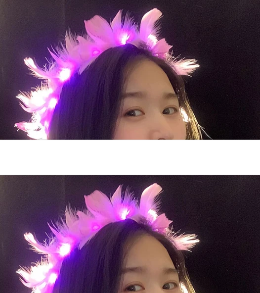 Led Işıklı RGB 3 Fonksiyonlu Otrişli Parti Tacı Pembe Renk ürün görseli