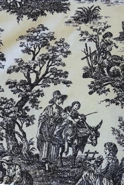 Toile de Jouy | %100 Pamuk 6’lı Amerikan Servis Seti 37x42 cm - ZT300  siyah - 5