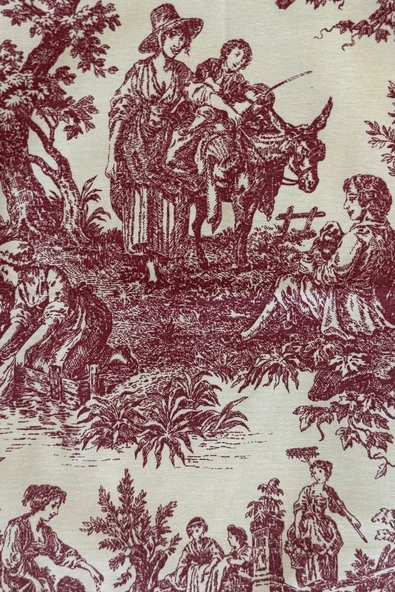 Toile de Jouy | %100 Pamuk 6’lı Amerikan Servis Seti 37x42 cm - ZT300 Kırmızı - 5