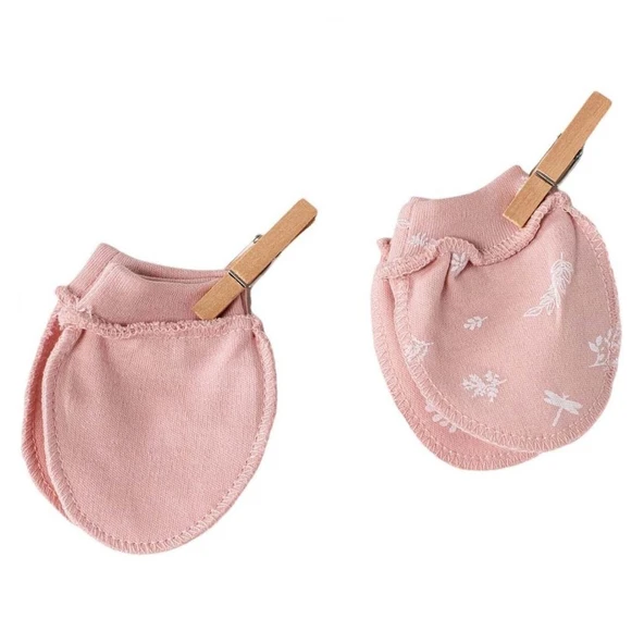 AC23070 Floral 100% Organic Cotton Prematüre Eldiven Pink ürün görseli