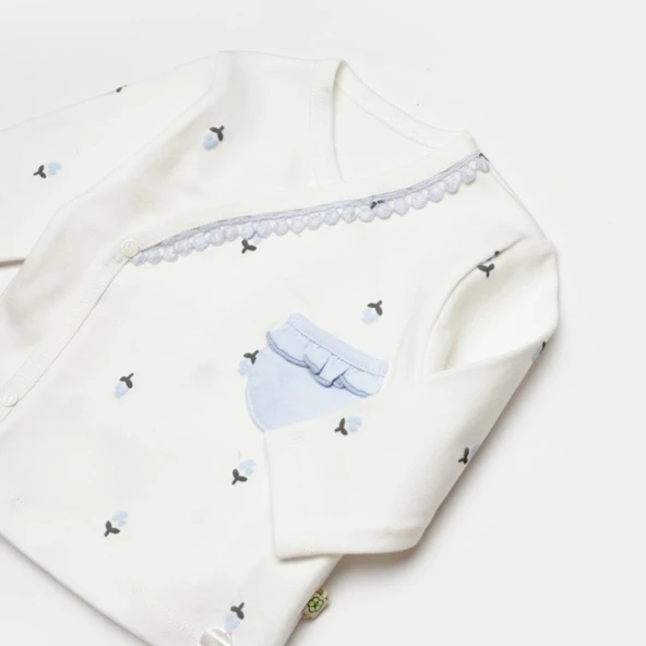 Bibaby Biorganic Love Floral 3 Parça Zıbın Seti 73346 Ekru Lila - Resim 5