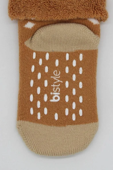 NessiWorld Puanlı Kaymaz Havlu Soket Çorap 2'Li BS10502 Hardal - Resim 5