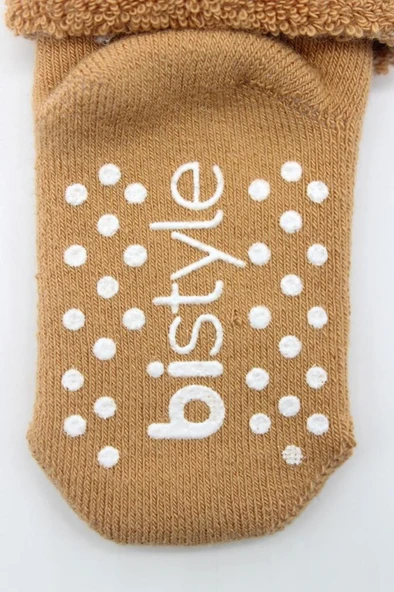 NessiWorld Çemberli Kaymaz Havlu Soket Çorap 2'Li BS10503 Bej-Hardal - Resim 5