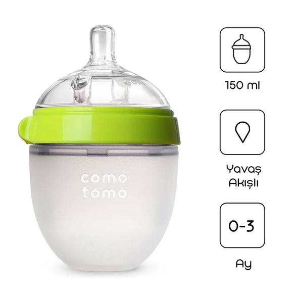 Comotomo Antikolik Silikon Biberon 150 ml 0-3 Ay Yeşil ürün görseli
