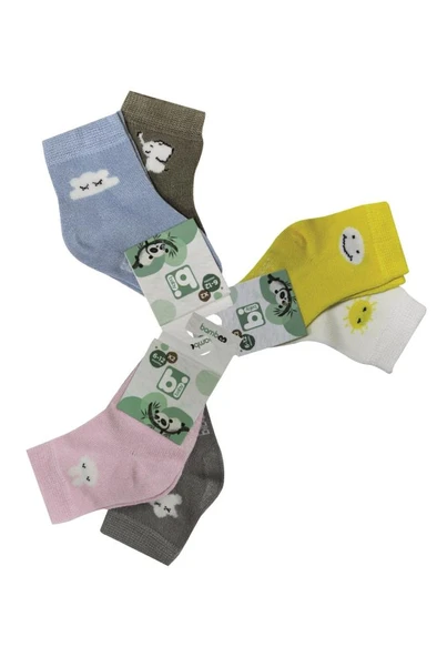 Desenli Bamboo 2'Li Çorap 68384 Pembe Gri - Resim 2