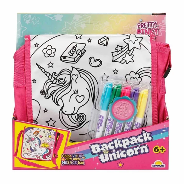 Pretty Pinky Boyanabilir Desenli Unicorn Sırt Çantası ürün görseli