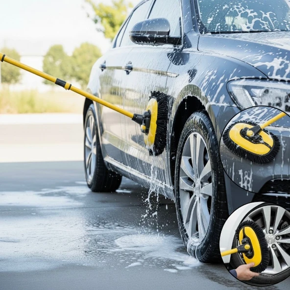 Teleskopik Saplı Kuru Islak Oto Yıkama Fırçası ürün görseli