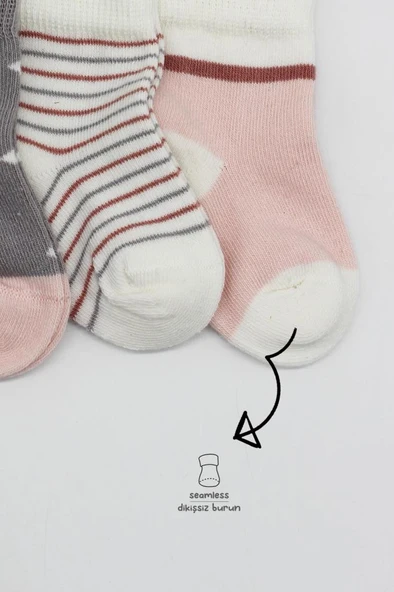 NessiWorld 3'Lü Penye Kız Soket Çorap BS10112 Gri - Resim 3
