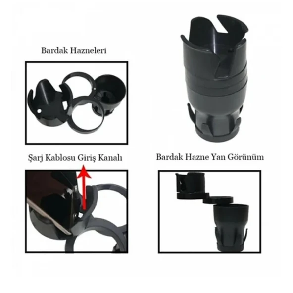 Ayarlanabilir Araç İçi Çoklu Bardak Tutacağı - 4