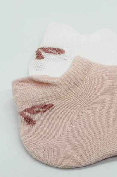 NessiWorld 2'Li Sneakers Smile Penye Çorap BS20106 Pembe Ekru - Resim 3