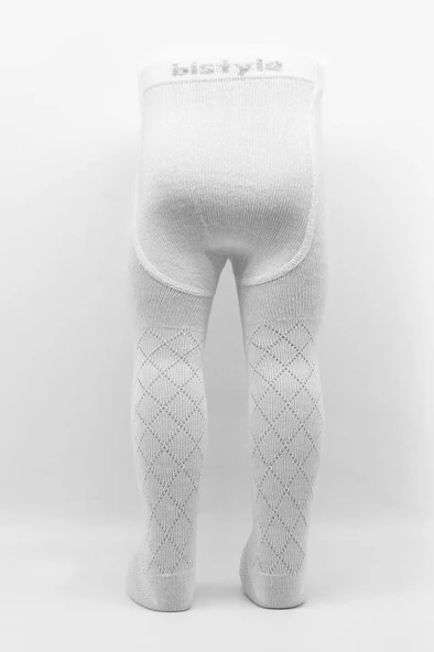 NessiWorld Tekli Ekose Kabartma Penye Külotlu Çorap BS50105 Beyaz - Resim 3