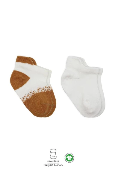 NessiWorld 2'Li Penye Sneakers Çorap BS20105 Ekru Hardal ürün görseli