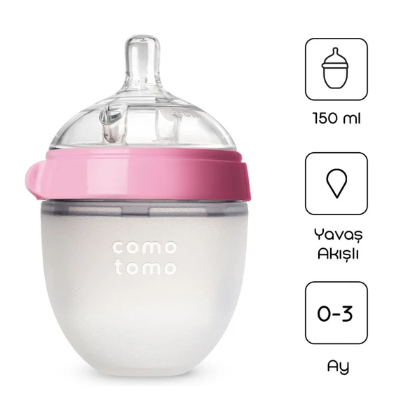 Comotomo Antikolik Silikon Biberon 150 ml 0-3 Ay Pembe ürün görseli