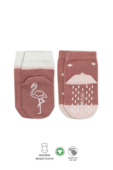 NessiWorld Hayvan Figür Kaymaz Kız Soket Çorap 2'Li BS10120 Pudra ürün görseli