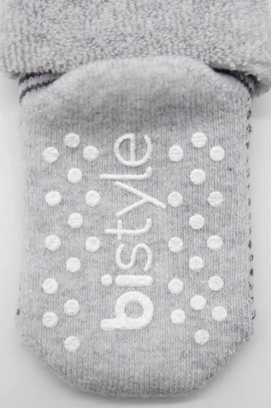 NessiWorld Çemberli Kaymaz Havlu Soket Çorap 2'Li BS10503 Gri-Antrasit - Resim 5