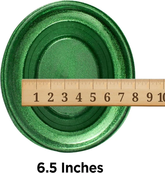 Yeşil Renk Parıltılı Simli Fötr Silindir Parti Şapkası - Resim 4