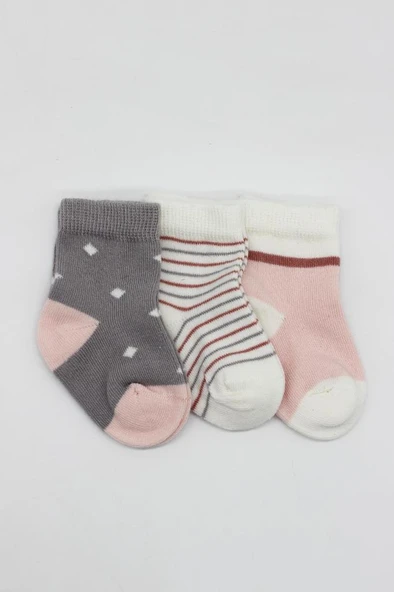 NessiWorld 3'Lü Penye Kız Soket Çorap BS10112 Gri - Resim 2