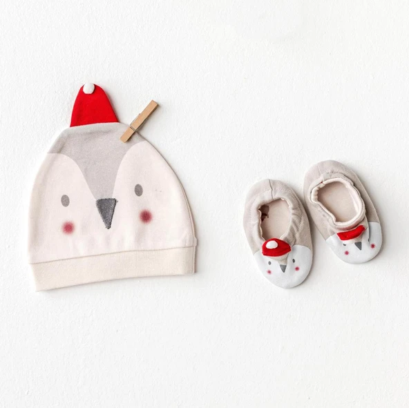 NessiWorld AC25348 Penguin Bebek Şapka Takım Ekru ürün görseli