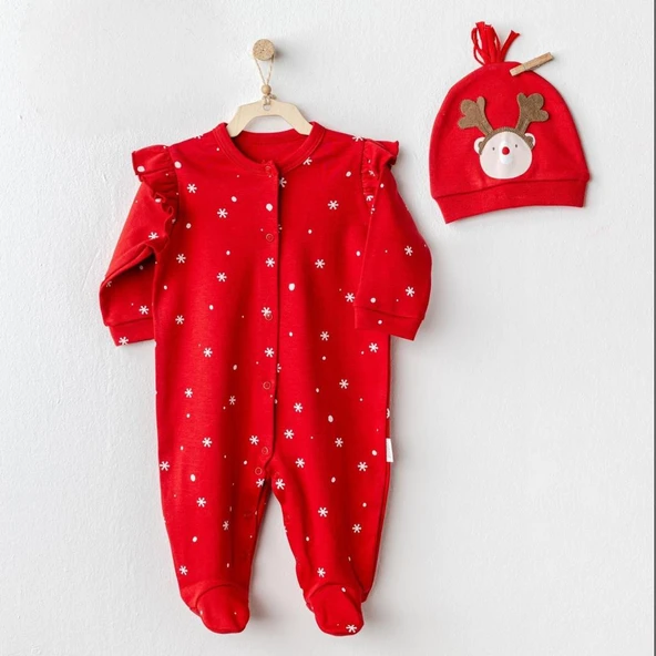 NessiWorld AC25328 Happy Newyear Kadife Bebek Tulum Takım Red ürün görseli