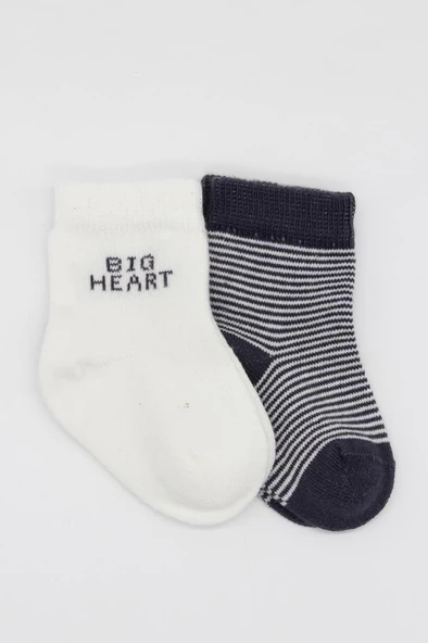 NessiWorld Big Heart Penye Soket Çorap 2'Li BS10117 Antrasit - Resim 2