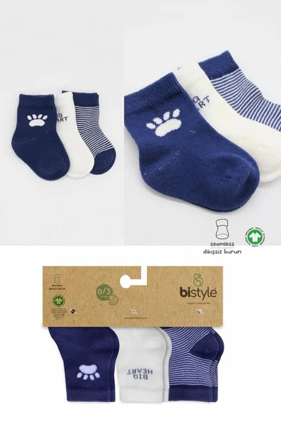 NessiWorld 3'Lü Penye Soket Çorap BS10110 İndigo - Resim 5