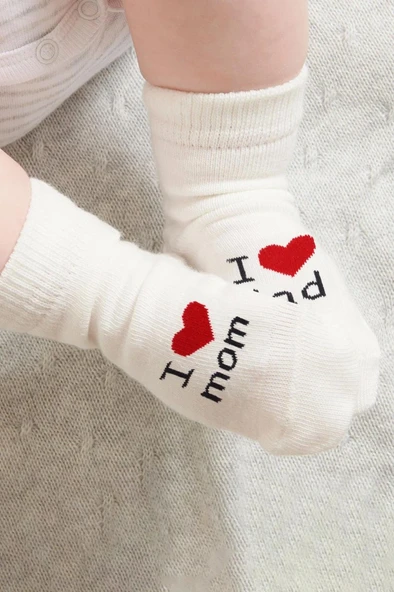 NessiWorld Mom Dad 3'Lü Penye Soket Çorap 10123 Ekru - Resim 3