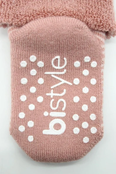 NessiWorld Çemberli Kaymaz Havlu Soket Çorap 2'Li BS10503 Pudra Pembe - Resim 5