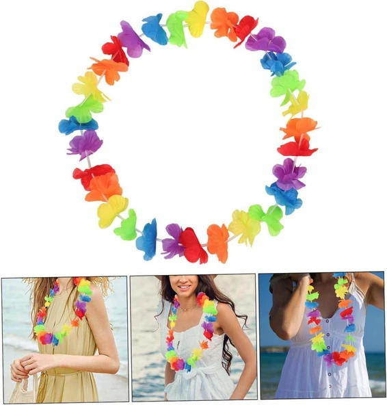 Rengarenk Hawaii Boyun Çelengi Havai Partisi Kolyesi 1 Adet - 2