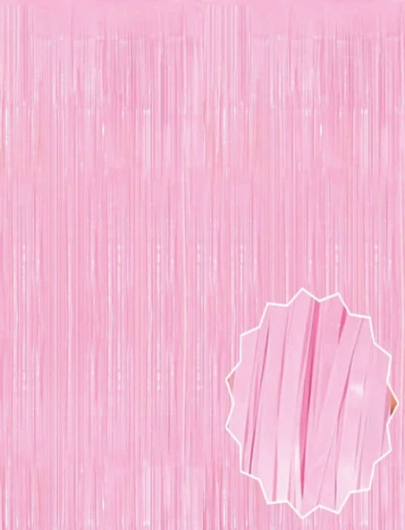 Soft Pembe Püsküllü Kapı Perdesi - Parti, Baby Shower, Cinsiyet Partisi 1x2 m - Resim 2