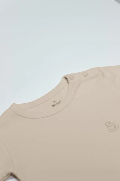 NessiWorld Organik Natural Basic Style Yarım Kol Body BS17103 Bej - Resim 2