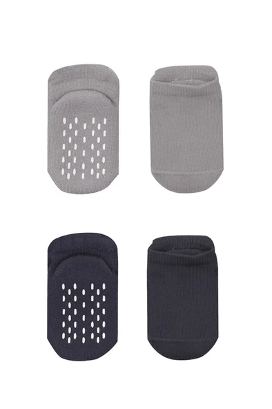 NessiWorld 2'Li Altı Havlu Sneakers Kaymaz Çorap 20501 Gri-Antrasit - Resim 2