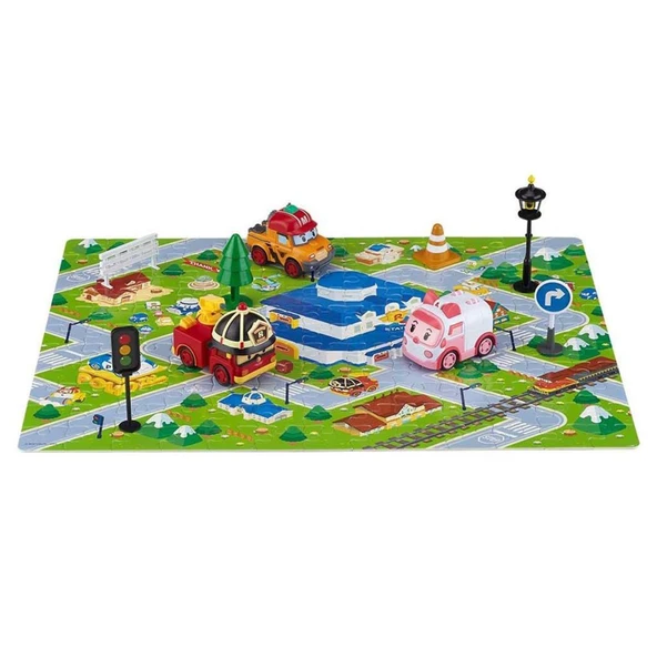 POLI ZR-913 Robocar Poli Gogo City Seri Ambar,Roy,Mark Oyun Seti - Resim 2