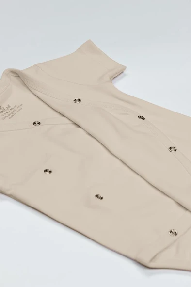 NessiWorld Organik Natural Basic Style Kruvaze Yarım Kol Body BS17101 Bej - Resim 4