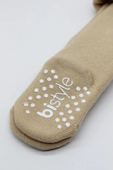 NessiWorld Tekli Kaymaz Mix Havlu Külotlu Çorap 50501 Bej - Resim 3