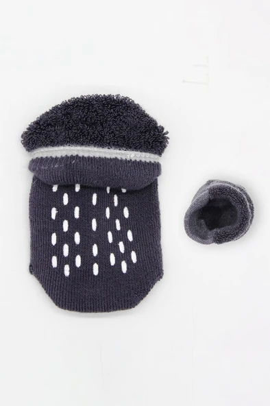 NessiWorld 2'Li Altı Havlu Sneakers Kaymaz Çorap 20501 Gri-Antrasit - Resim 4