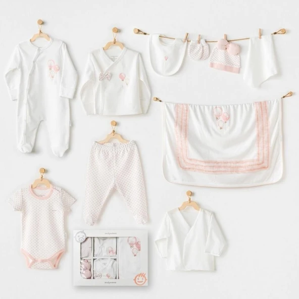 NessiWorld AC25551 Newborn Set Pınk Baloons 10'Lu Hastane Çıkışı Ekru ürün görseli