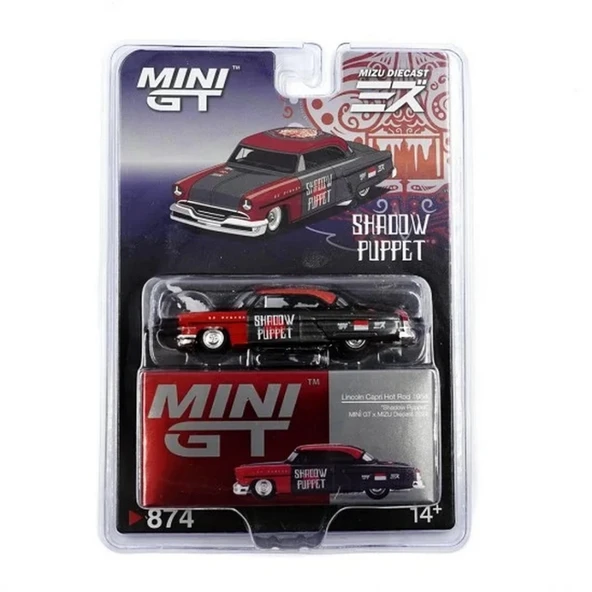 NessiWorld GT 1/64 Lincoln Capri Hot Rod 1954 "Shadow Puppet" MINI GT x MIZU Diecast - Resim 4