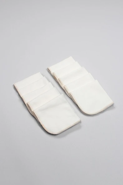 NessiWorld Organik 20x20 10'Lu Penye Mendil 90102 Ekru - Resim 3