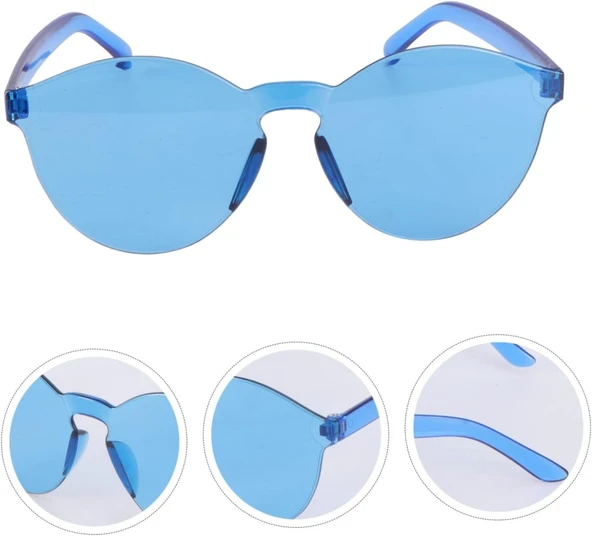 Sert Mika Oval Şekilli Çerçevesiz Gözlük Retro Parti 5x14 cm - Resim 2