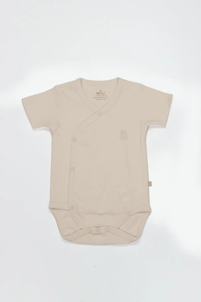 NessiWorld Organik Natural Basic Style Kruvaze Yarım Kol Body BS17101 Bej ürün görseli