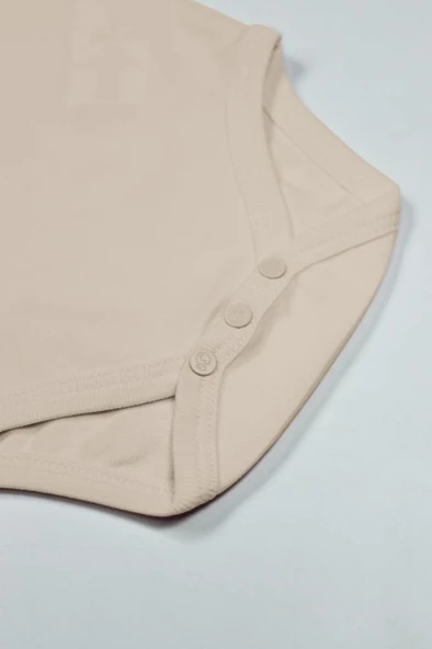 NessiWorld Organik Natural Basic Style Yarım Kol Body BS17103 Bej - Resim 3