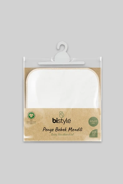 NessiWorld Organik 20x20 10'Lu Penye Mendil 90102 Ekru - Resim 5