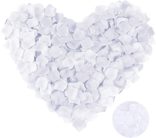 Beyaz Renk Gül Yaprağı Şekilli Konfeti 5 Paket 500 Adet - Resim 2