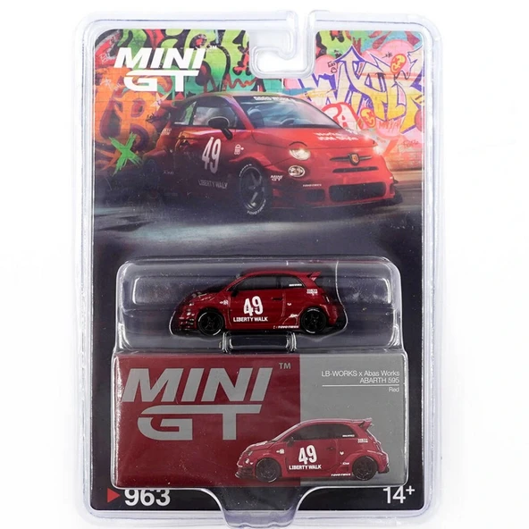 NessiWorld GT 1/64 LB-WORNessiWorld x Abas WorNessiWorld ABARTH 595 Red - Blister Paket - Resim 2