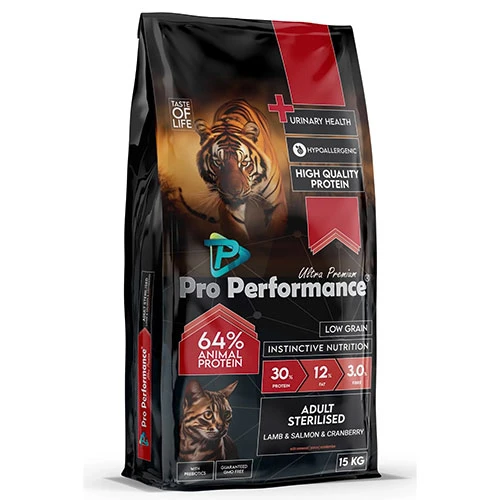 Pro Performance Kızlıcıklı Kuzulu Karidesli ve Somonlu Kısırlaştırılmış Kedi Maması 15 Kg ürün görseli